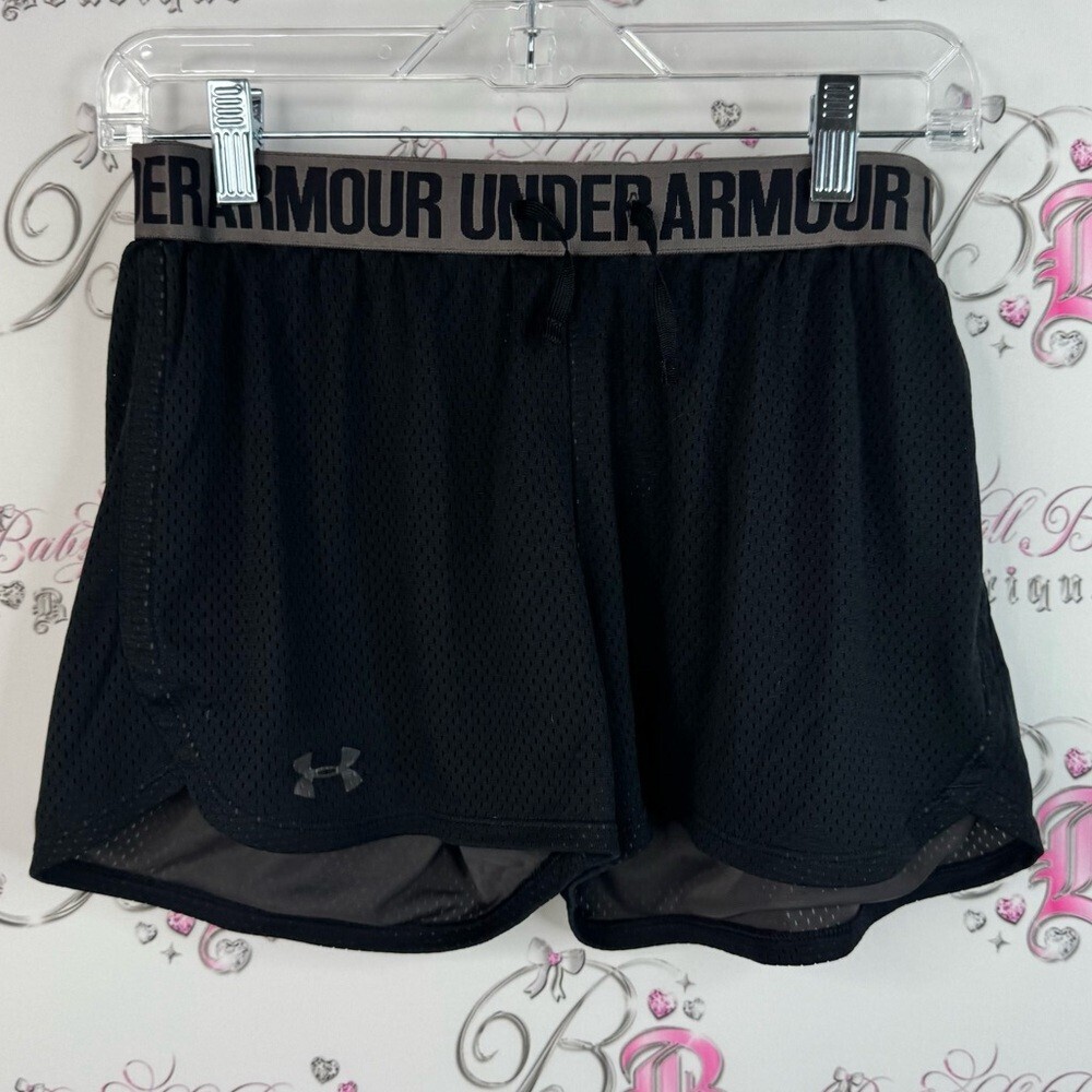 Under Armour shorts mesh style stretchy logo waist band Women's Black Shorts